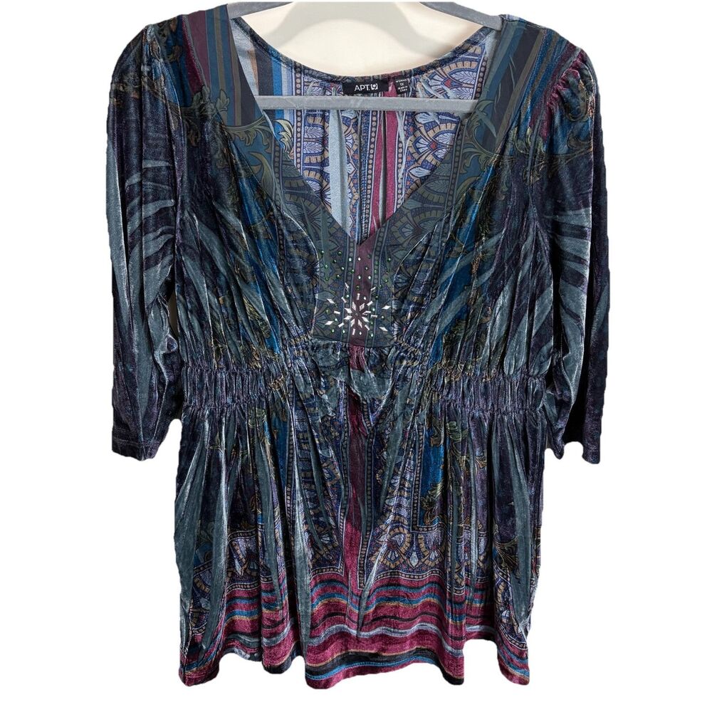 Women’s Y2K Apt 9 Velvet Babydoll Top 1X‎ Whimsygoth Artsy Boho Blouse